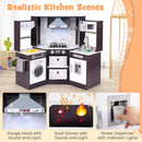 Wooden Kids Play Kitchen Playset with Realistic Lights and Sounds