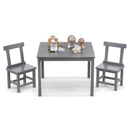 Wooden Kids Table and 2 Chairs Set with Anti-slip Foot Pads-Gray