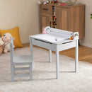 Wooden Kids Table and Chair Set with Storage and Paper Roll Holder by LJGDeals