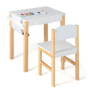 Kids Art Table and Chair Set with Drawer Paper Roll and 2 Markers-White by LJGDeals