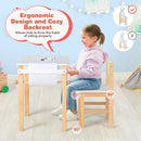 Kids Art Table and Chair Set with Drawer Paper Roll and 2 Markers-White by LJGDeals