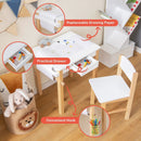 Kids Art Table and Chair Set with Drawer Paper Roll and 2 Markers-White by LJGDeals
