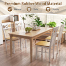 Wooden Kitchen Dining Chair Set of 2 with Rubber Wood Frame-Natural