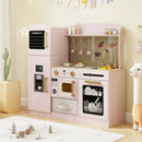 Wooden Kids Kitchen Playset with Chalkboard Ice Maker Sink Lighted Microwave by LJGDeals