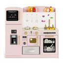 Wooden Kids Kitchen Playset with Chalkboard Ice Maker Sink Lighted Microwave by LJGDeals