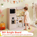 Wooden Kids Kitchen Playset with Chalkboard Ice Maker Sink Lighted Microwave by LJGDeals