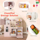 Wooden Kids Kitchen Playset with Chalkboard Ice Maker Sink Lighted Microwave by LJGDeals