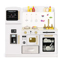 Wooden Kids Kitchen Playset with Chalkboard Ice Maker Sink Lighted Microwave by LJGDeals