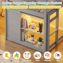 Wooden Low Kids Loft Bed with LED Lights and 2 Doors by LJGDeals