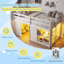 Wooden Low Kids Loft Bed with LED Lights and 2 Doors by LJGDeals