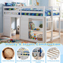 Wooden Low Kids Loft Bed with LED Lights and 2 Doors