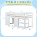 Wooden Low Kids Loft Bed with LED Lights and 2 Doors