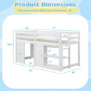 Wooden Low Kids Loft Bed with LED Lights and 2 Doors by LJGDeals