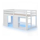 Wooden Low Kids Loft Bed with LED Lights and 2 Doors by LJGDeals