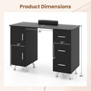 Wooden Manicure Table Nail Desk with Drawers Wrist Rest