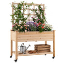 Wooden Mobile Raised Garden Bed on Wheels with Trellis by DirectDeals