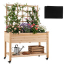 Wooden Mobile Raised Garden Bed on Wheels with Trellis by LJGDeals