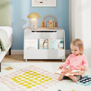 Wooden Mobile Toy Storage Organizer with Bookshelf and Lockable Wheels