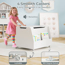 Wooden Mobile Toy Storage Organizer with Bookshelf and Lockable Wheels