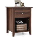 Wooden Nightstand with Slide-out Drawer and Open Shelf by LJGDeals