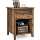 Wooden Nightstand with Slide-out Drawer and Open Shelf by LJGDeals