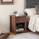 Wooden Nightstand with Slide-out Drawer and Open Shelf by LJGDeals