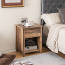 Wooden Nightstand with Slide-out Drawer and Open Shelf by LJGDeals
