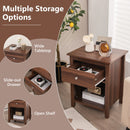Wooden Nightstand with Slide-out Drawer and Open Shelf