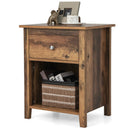 Wooden Nightstand with Slide-out Drawer and Open Shelf by LJGDeals