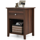 Wooden Nightstand with Slide-out Drawer and Open Shelf by LJGDeals