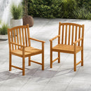 Solid Acacia Wood Patio Chairs Set of 2 with Slatted Seat and Inclined Backrest for Porch by LJGDeals