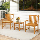 Solid Acacia Wood Patio Chairs Set of 2 with Slatted Seat and Inclined Backrest for Porch by LJGDeals