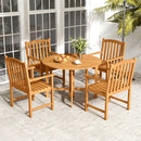Solid Acacia Wood Patio Chairs Set of 2 with Slatted Seat and Inclined Backrest for Porch by LJGDeals