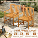 Solid Acacia Wood Patio Chairs Set of 2 with Slatted Seat and Inclined Backrest for Porch by LJGDeals