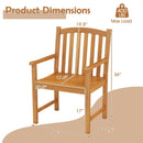 Solid Acacia Wood Patio Chairs Set of 2 with Slatted Seat and Inclined Backrest for Porch by LJGDeals