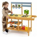 Wooden Outdoor Mud Kitchen for Kids with Wheels - Yellow