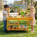 Wooden Outdoor Mud Kitchen for Kids with Wheels - Yellow
