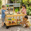 Wooden Outdoor Mud Kitchen for Kids with Wheels - Yellow
