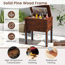Wooden Patio Cooler with 3 Handles and Bottle Opener-Brown by LJGDeals