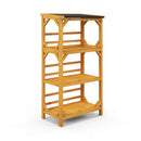 3-Tier Wooden Plant Stand with Weatherproof Asphalt Roof for Patio-Natural