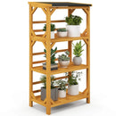 3-Tier Wooden Plant Stand with Weatherproof Asphalt Roof for Patio-Natural by LJGDeals
