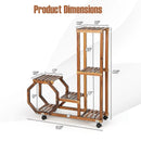 6-Tier Wooden Plant Stand with Wheels-Brown by LJGDeals