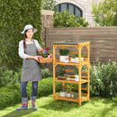 3-Tier Wooden Plant Stand with Weatherproof Asphalt Roof for Patio-Natural by LJGDeals