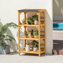3-Tier Wooden Plant Stand with Weatherproof Asphalt Roof for Patio-Natural by LJGDeals