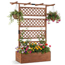 Wooden Planter Box with Lattice Trellis Raised Garden Bed Privacy Screen with Flat Roof by LJGDeals
