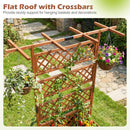 Wooden Planter Box with Lattice Trellis Raised Garden Bed Privacy Screen with Flat Roof by LJGDeals