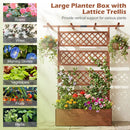 Wooden Planter Box with Lattice Trellis Raised Garden Bed Privacy Screen with Flat Roof by LJGDeals