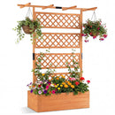 Wooden Planter Box with Lattice Trellis Raised Garden Bed Privacy Screen with Flat Roof by DirectDeals