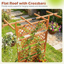 Wooden Planter Box with Lattice Trellis Raised Garden Bed Privacy Screen with Flat Roof by DirectDeals