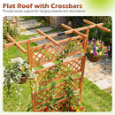 Wooden Planter Box with Lattice Trellis Raised Garden Bed Privacy Screen with Flat Roof by LJGDeals
